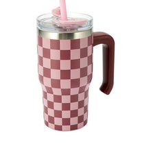 Anko 600ml Burgundy Check Tumbler with Handle