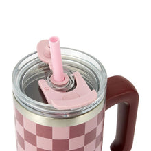Anko 600ml Burgundy Check Tumbler with Handle