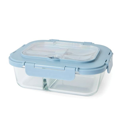 Anko Glass Bento Lunch Box with Cutlery - Blue