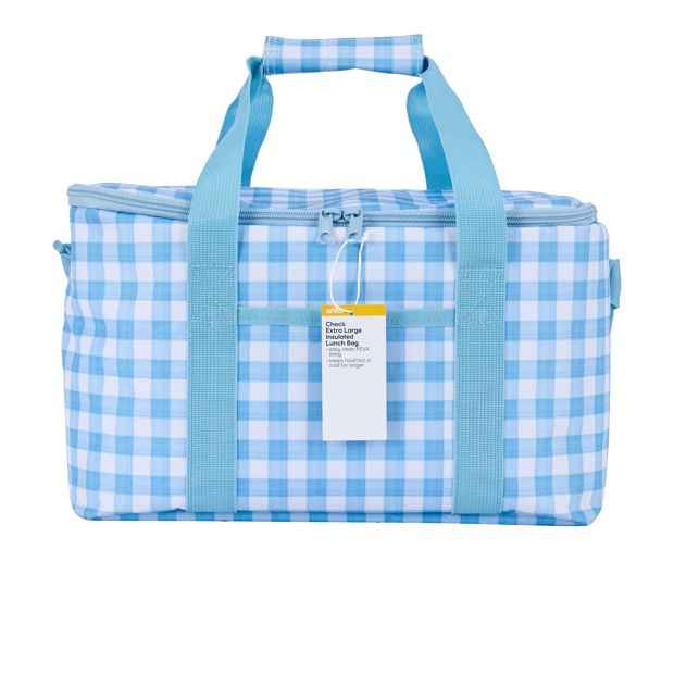 Extra Large Insulated Lunch Bag - Check Pattern