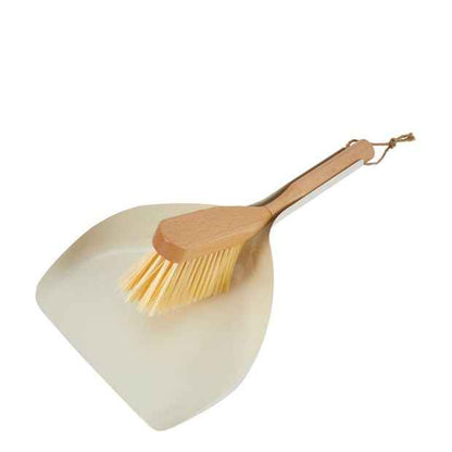 Metal and Wood Dustpan and Brush Set