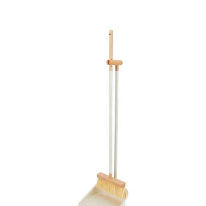 Metal and Wood Dustpan and Broom Set