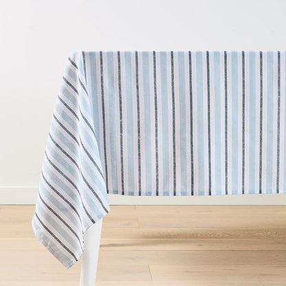 Blue Striped Cotton Tablecloth