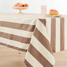 Extra Large Striped Tablecloth - Mocha Colour