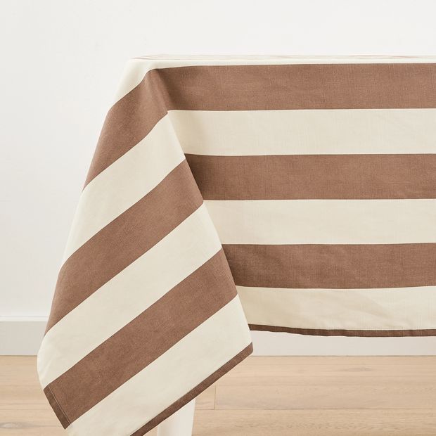 Anko Extra Large Mocha Stripe Tablecloth