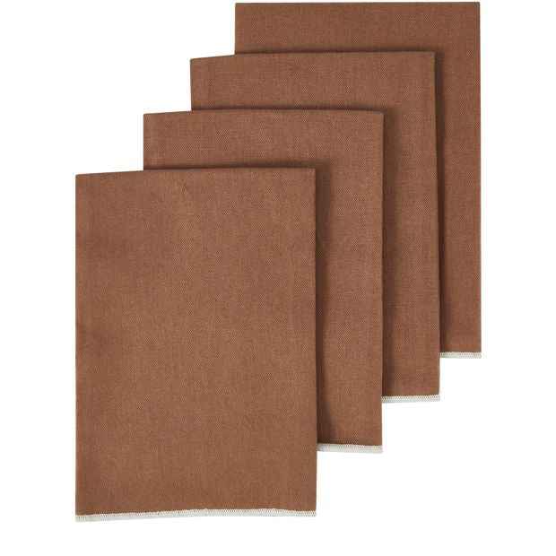 Set of 4 Mocha Coloured Fabric Napkins