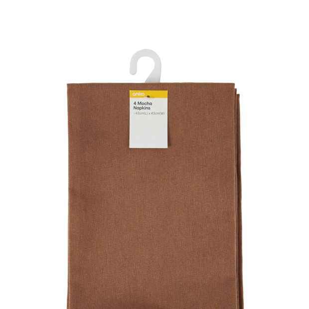 Set of 4 Mocha Coloured Fabric Napkins