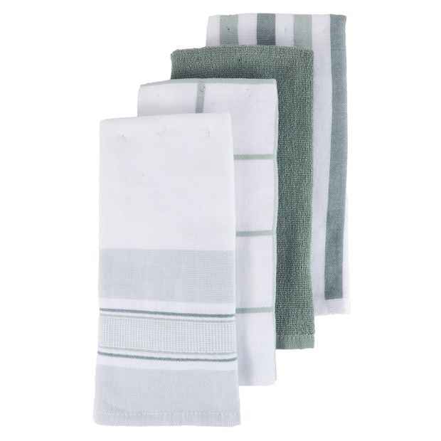 4 Pack Green Terry Kitchen Towels
