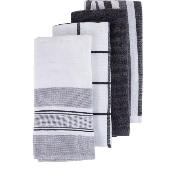 Anko 4 Pack Grey Linear Terry Tea Towels