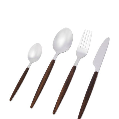 16 Piece Wood Look Handle Cutlery Set - Anko