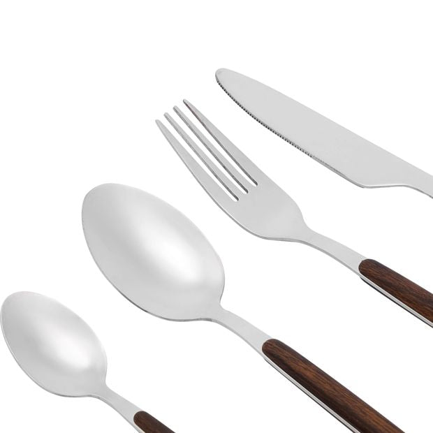 16 Piece Wood Look Handle Cutlery Set - Anko