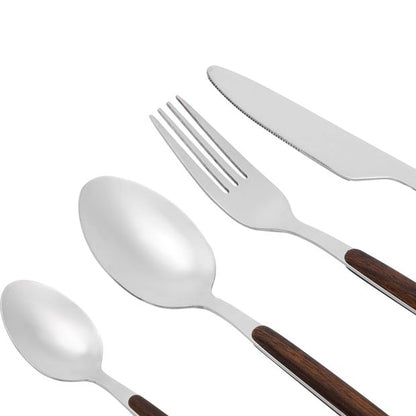 16 Piece Wood Look Handle Cutlery Set - Anko