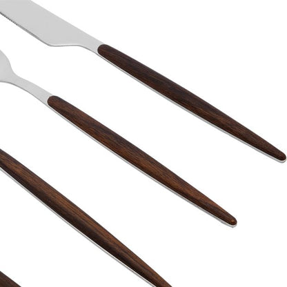 16 Piece Wood Look Handle Cutlery Set - Anko