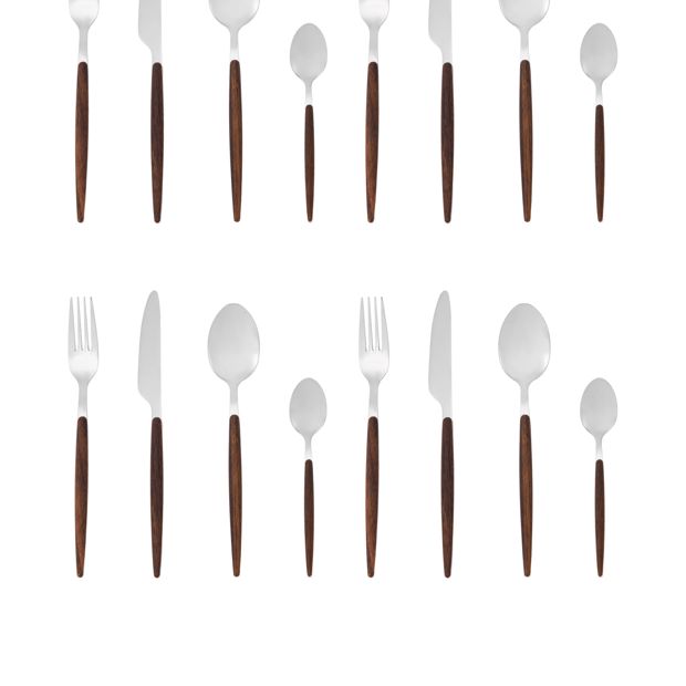 16 Piece Wood Look Handle Cutlery Set - Anko