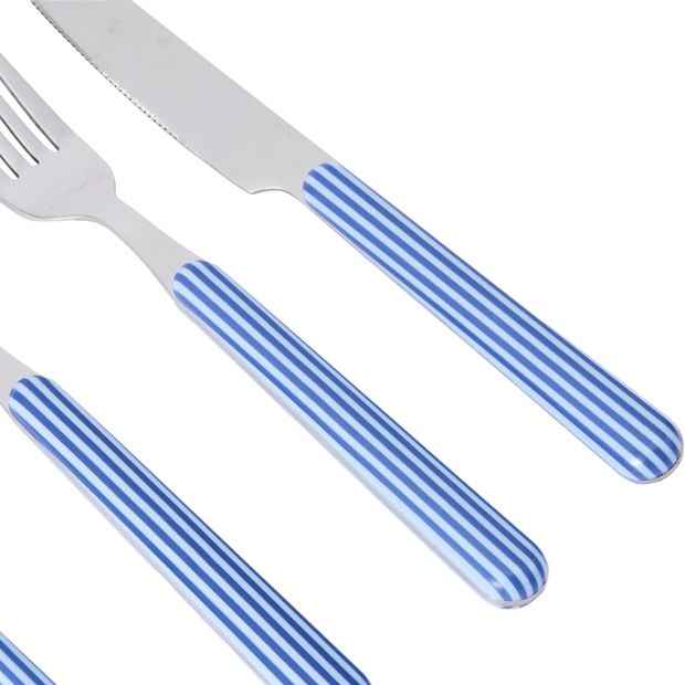 16 Piece Blue Stripe Cutlery Set