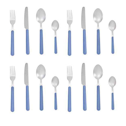16 Piece Blue Stripe Cutlery Set