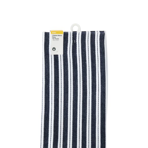Anko 3 Pack Navy Basket Weave Tea Towels
