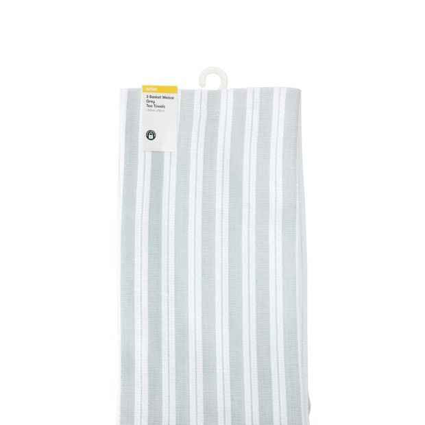 Cotton Tea Towels - Basket Weave Design - Navy - 3 Pack