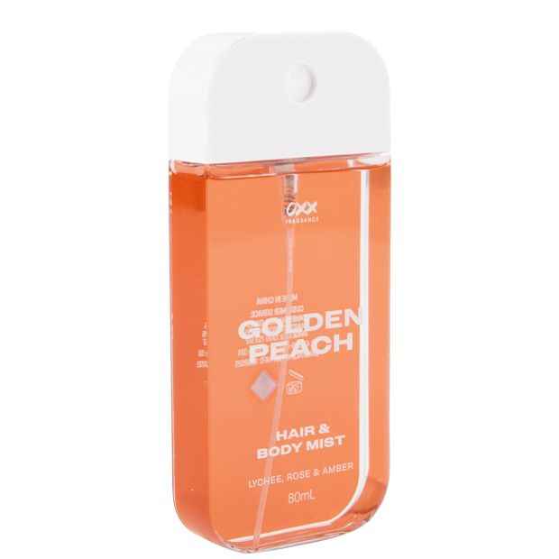 OXX Fragrance  Golden Peach Hair and Body Mist 80ml - Lychee, Rose and Amber