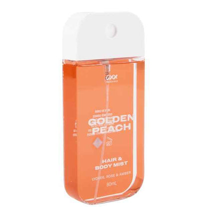 OXX Fragrance  Golden Peach Hair and Body Mist 80ml - Lychee, Rose and Amber