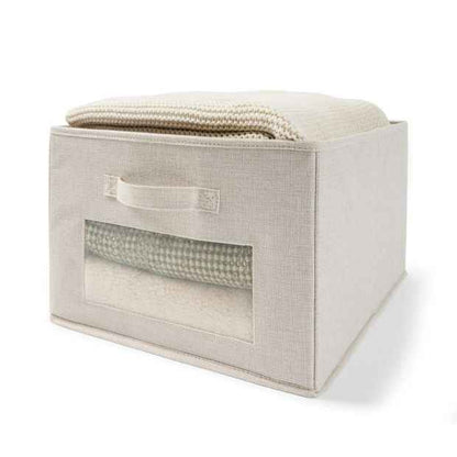 Linen-Effect Storage Box with Viewing Window