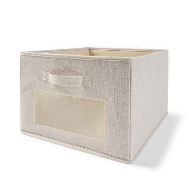 Linen-Effect Storage Box with Viewing Window