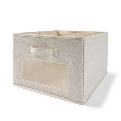 Linen-Effect Storage Box with Viewing Window