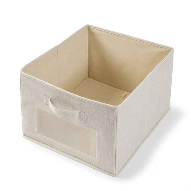 Linen-Effect Storage Box with Viewing Window