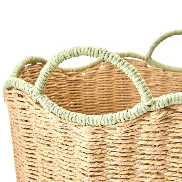 Round Wavy Basket, Large, Beige - Anko