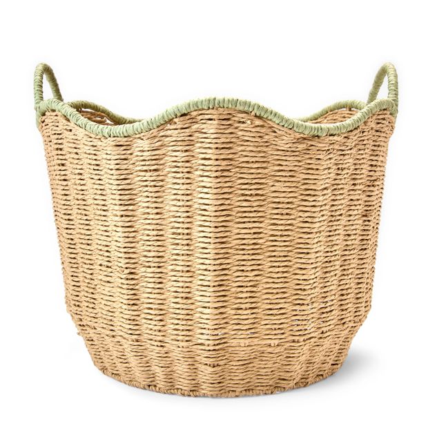 Round Wavy Basket, Large, Beige - Anko