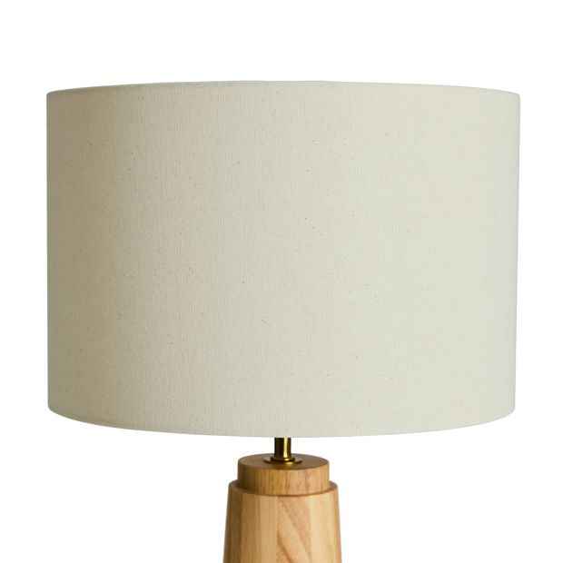 Oak-Look Table Lamp with Linen-Style Shade