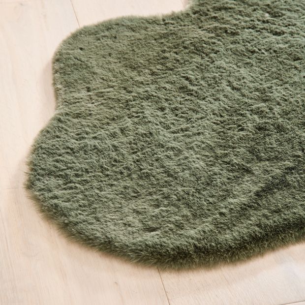 Anko Faux Fur Rug, Green - 110cm x 65cm