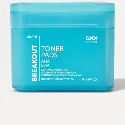 OXX Skincare 90 Pack AM/PM Breakout Toner Pads - AHA and BHA