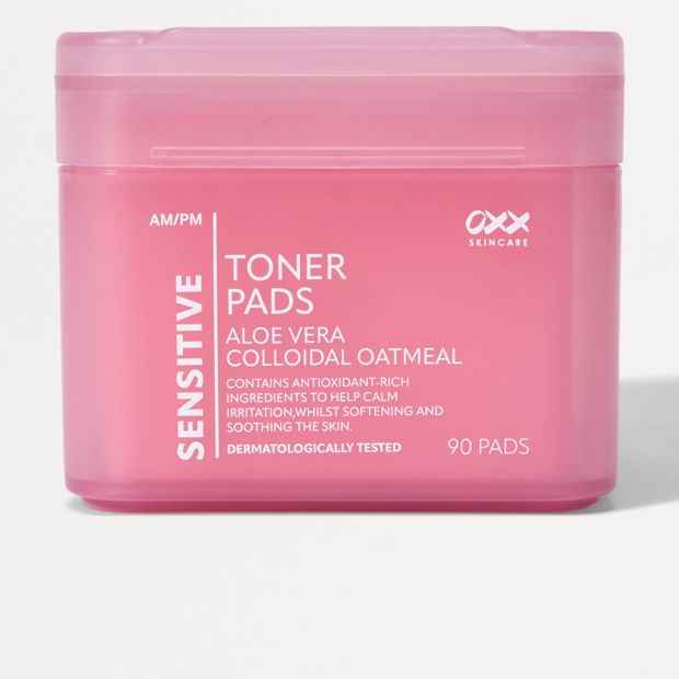 OXX Skincare 90 Pack AM/PM Sensitive Toner Pads - Aloe Vera and Colloidal Oatmeal
