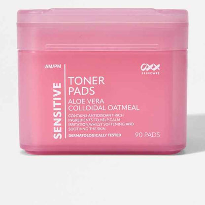 OXX Skincare 90 Pack AM/PM Sensitive Toner Pads - Aloe Vera and Colloidal Oatmeal