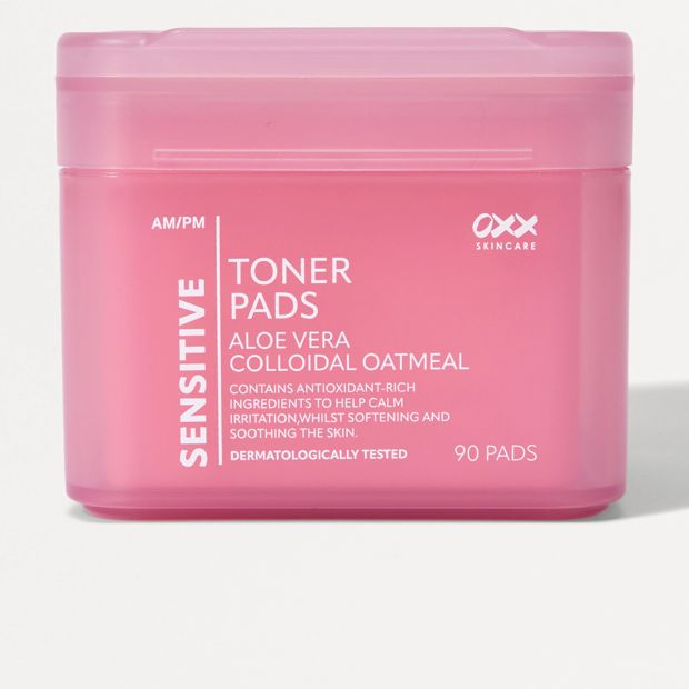 OXX Skincare 90 Pack AM/PM Sensitive Toner Pads - Aloe Vera and Colloidal Oatmeal
