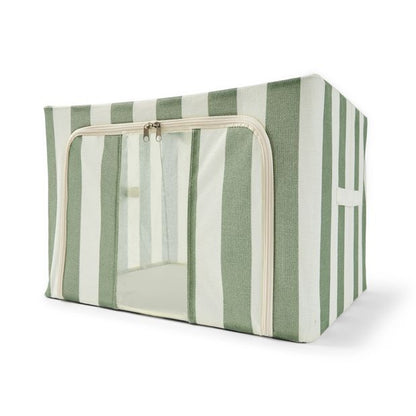 Anko Linen Look Collapsible Box with Window - Large, Green Stripe
