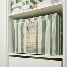 Anko Linen Look Collapsible Box with Window - Extra Large, Green Stripe