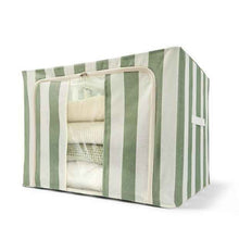 Anko Linen Look Collapsible Box with Window - Extra Large, Green Stripe