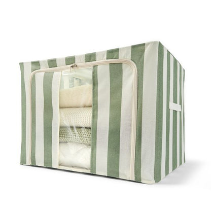 Anko Linen Look Collapsible Box with Window - Extra Large, Green Stripe