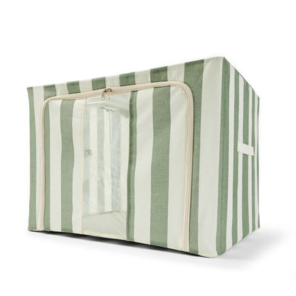 Anko Linen Look Collapsible Box with Window - Extra Large, Green Stripe