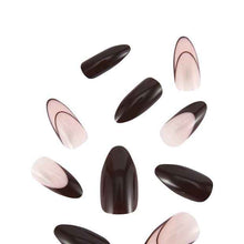 OXX Cosmetics 24 Pack Artificial Nails with Adhesive, Pointed Stiletto Shape - Brown French Tips