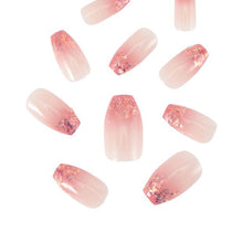 OXX Cosmetics 24 Pack Artificial Nails with Adhesive, Pointed Stiletto Shape - Coffin Pink Crystal Tips