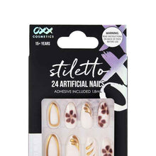 OXX Cosmetics 24 Pack Artificial Nails with Adhesive - Stiletto - Brown