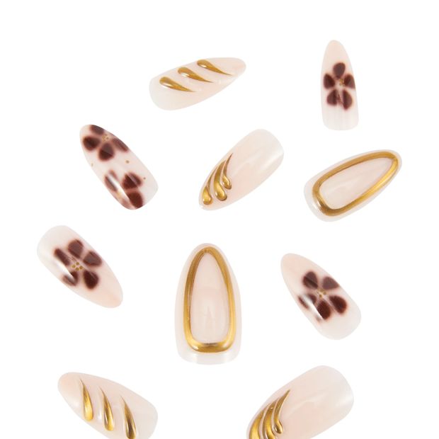 OXX Cosmetics 24 Pack Artificial Nails with Adhesive - Stiletto - Brown
