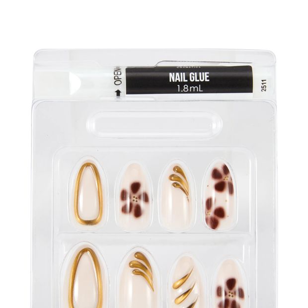 OXX Cosmetics 24 Pack Artificial Nails with Adhesive - Stiletto - Brown
