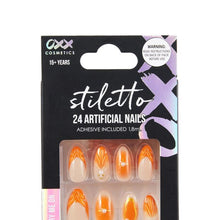 OXX Cosmetics 24 Pack Artificial Nails with Adhesive - Stiletto - Orange