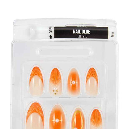 OXX Cosmetics 24 Pack Artificial Nails with Adhesive - Stiletto - Orange