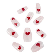 OXX Cosmetics 24 Pack Artificial Nails with Adhesive - Coffin Shape - Heart