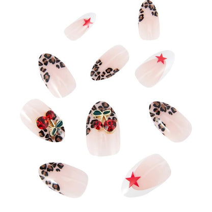 OXX Cosmetics 24 Pack Artificial Nails with Adhesive - Almond Shape - Leopard
